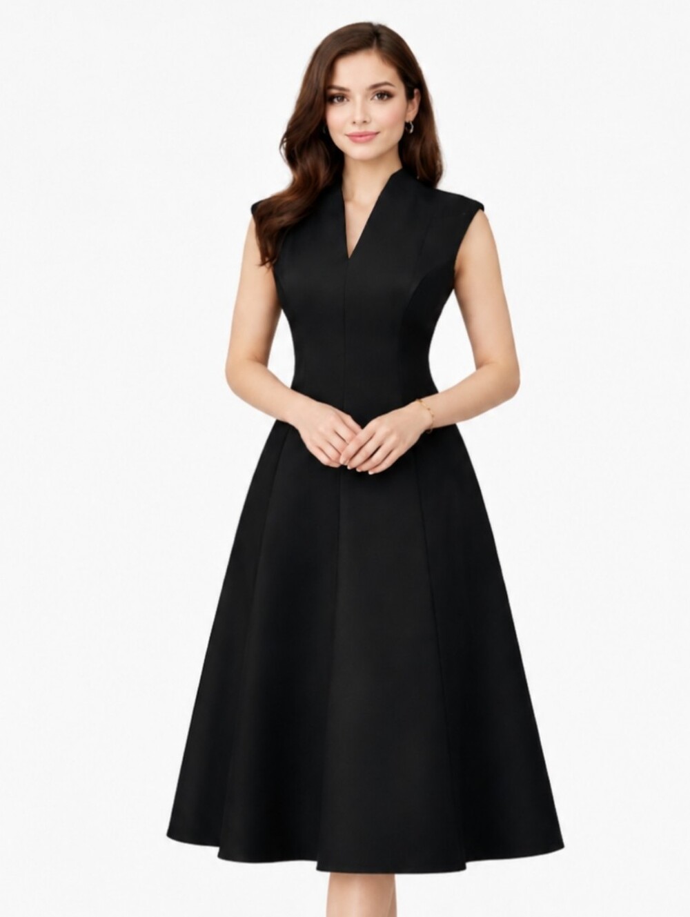 Marella | Ebe Art. 365 Black V Neck Sculpted Silhouette Lux Dress